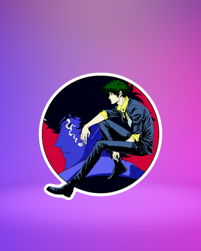 Retro Anime Space Cowboy Sticker – Waterproof Vinyl, Bold