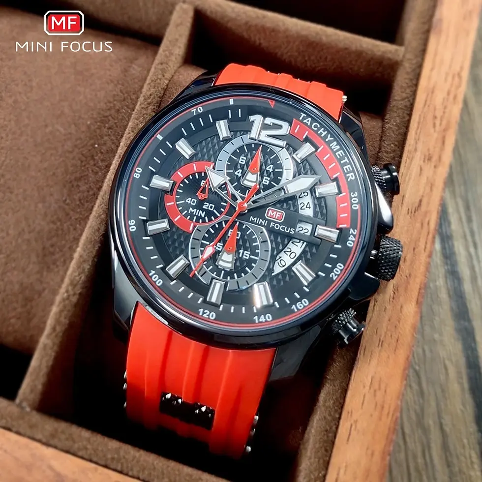 Thumbnail: MINI FOCUS Red Watch for Men Fashion Luxury Chronograph Quartz Wristwatch