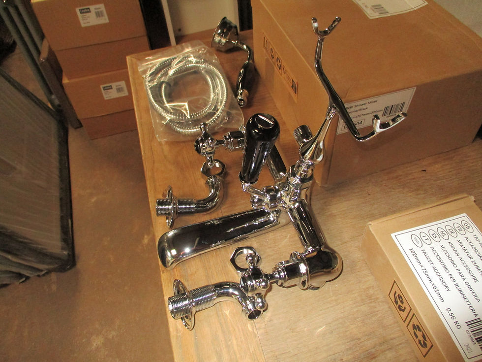 Milano Elizabeth Traditional Wall Mounted Bath Tap Chrome/ Black Handles