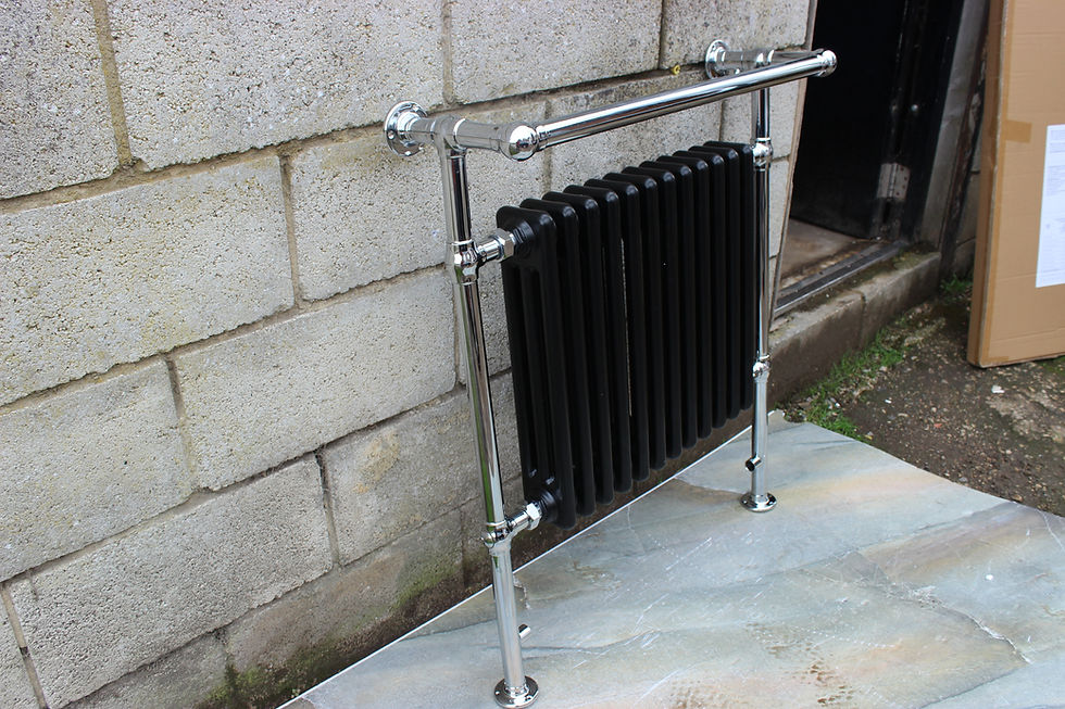 Thumbnail: Milano Elizabeth Traditional Heated Towel Radiator Chrome With Black Insert