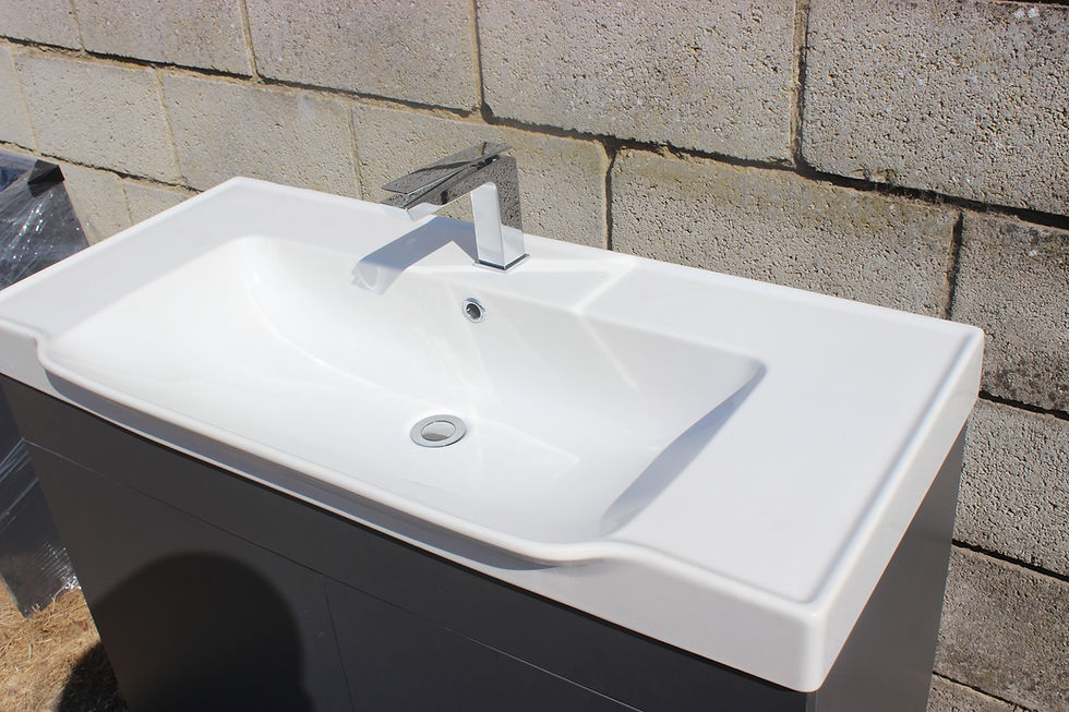 Thumbnail: Floorstanding 2 Door Vanity Unit Anthracite Inc Sink, Designer Tap & Waste
