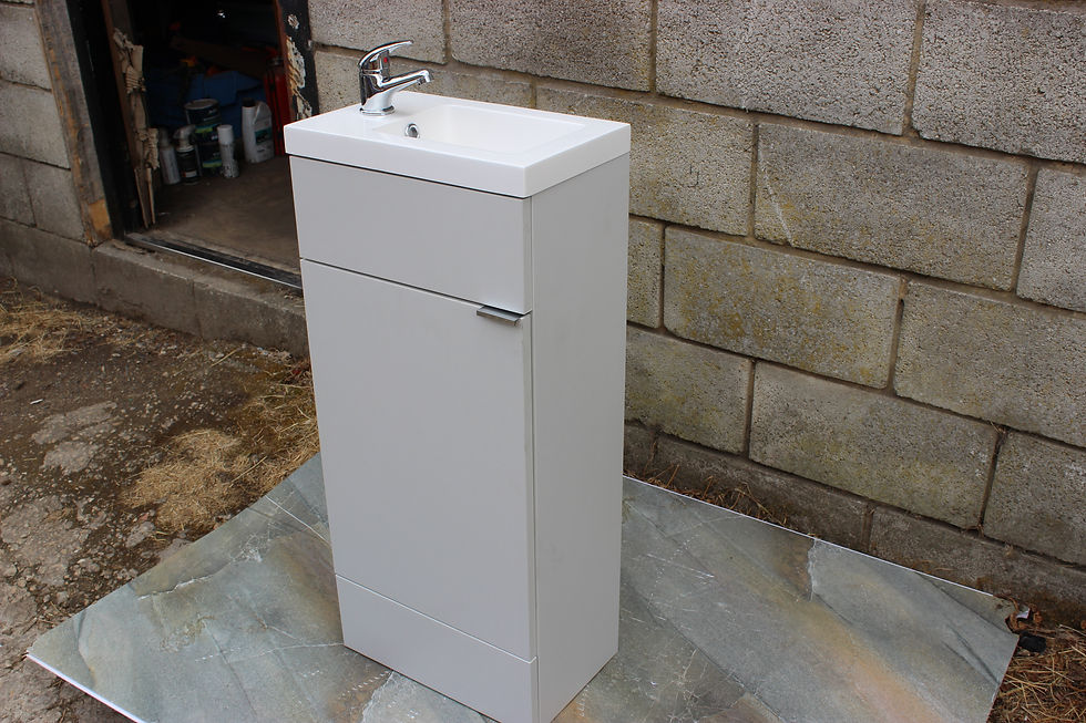 Thumbnail: Floorstanding 1 Door Vanity Matt Grey Unit Inc Sink Tap & Waste