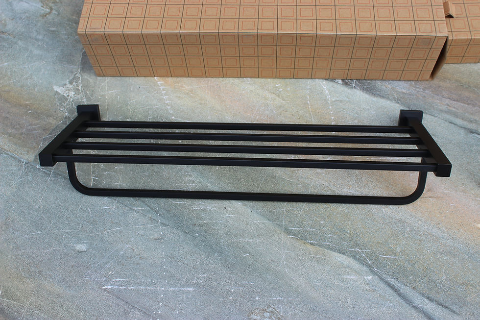 Thumbnail: Matt Black Towel Rail & Toilet Roll Holder