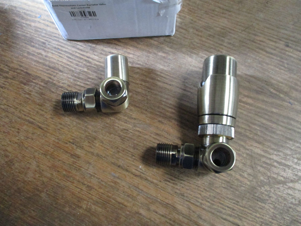 Thumbnail: Milano Modern Thermostatic Radiator Corner Valves in Brushed Gold