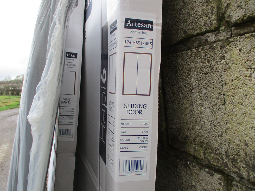 Thumbnail: White Pearlstone 1700mm x 700mm With 1700mm Sliding Door & Matching Side Panel