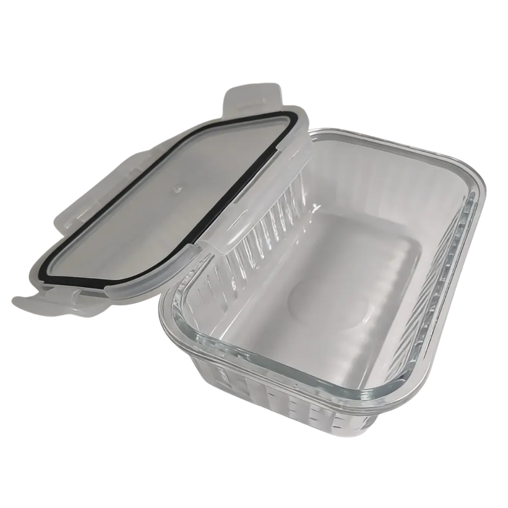 Pote Hermético Vidro 640ml Borossilicato Retangular Tampa