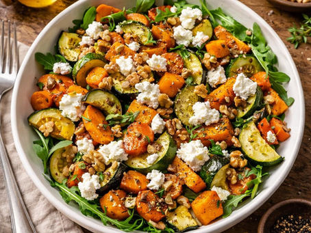 Salada Morna de Legumes Assados com Queijo de Cabra
