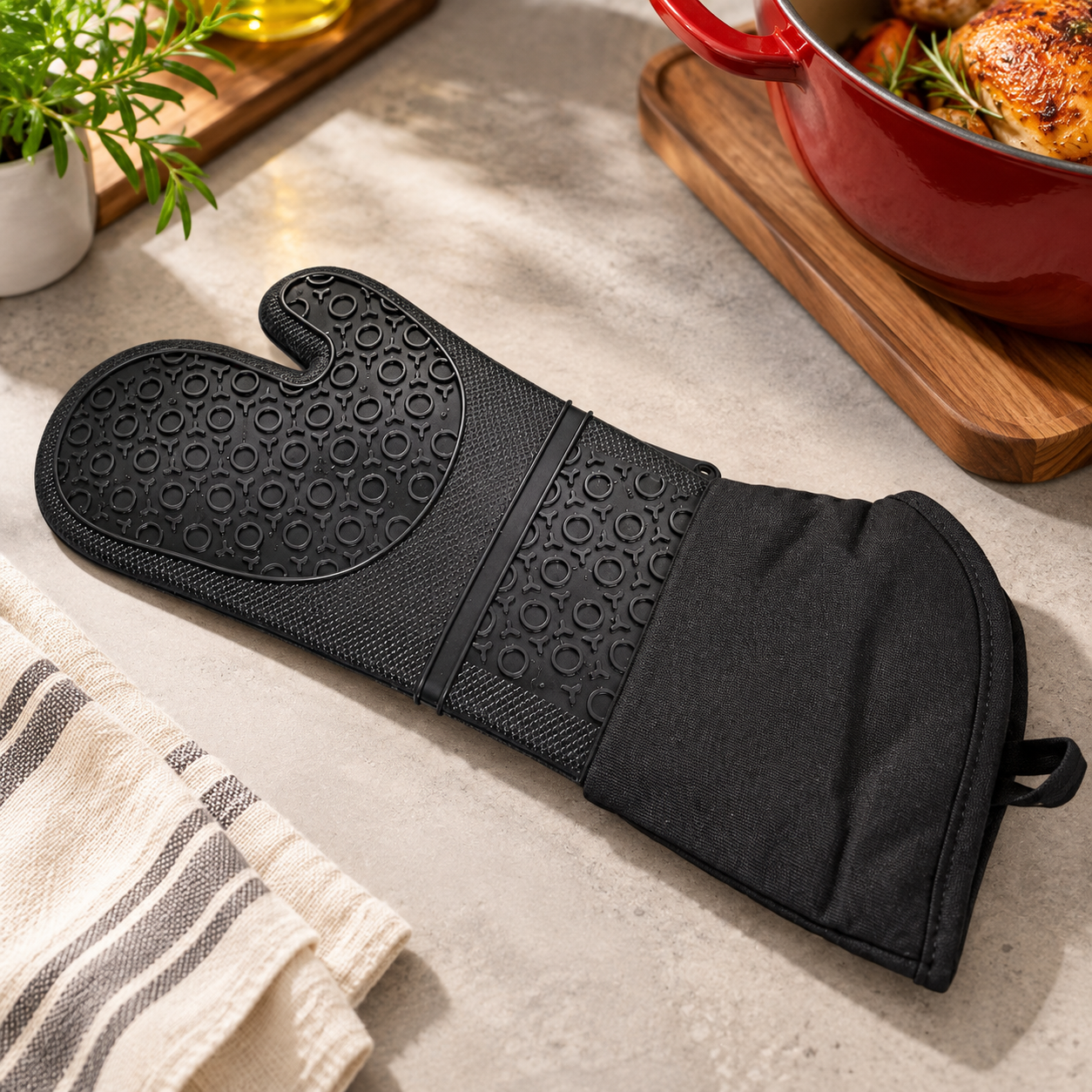 Luva Térmica Longa Forno Silicone Preta