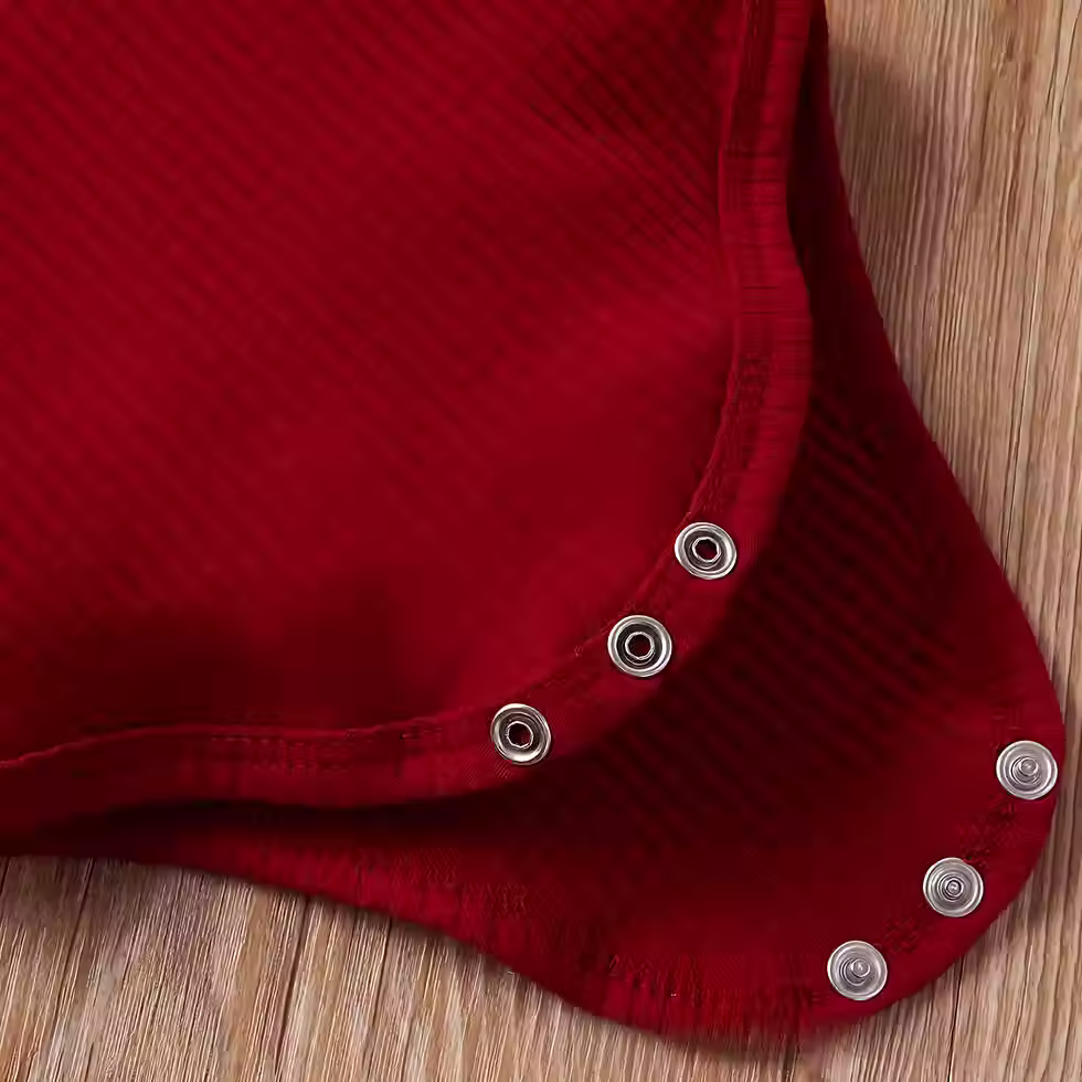 Thumbnail: Frosted Rose Soft Knit Baby Clothes 2-Piece Long Sleeve Romper Sett romper clips close up