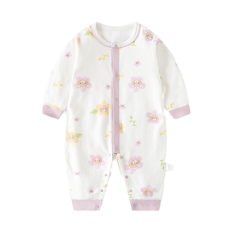 Thumbnail: Chubby Cheeks Pure Cotton Seamless Baby Jumpsuit front view