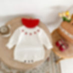 Berry Patch Knitted Long Sleeve Romper/Bodysuit With Strawberries front view