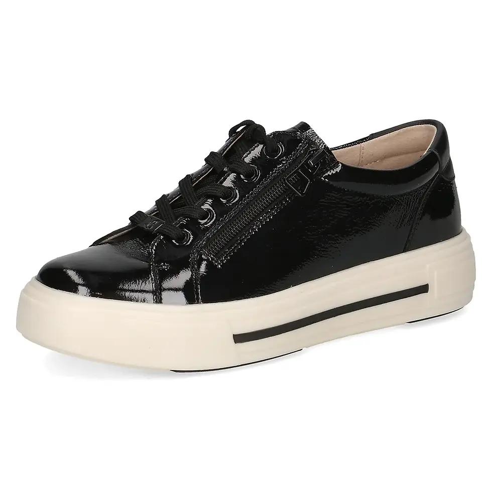 CAPRICE AZURE FASHION SNEAKER IN BLACK PATENT LEATHER