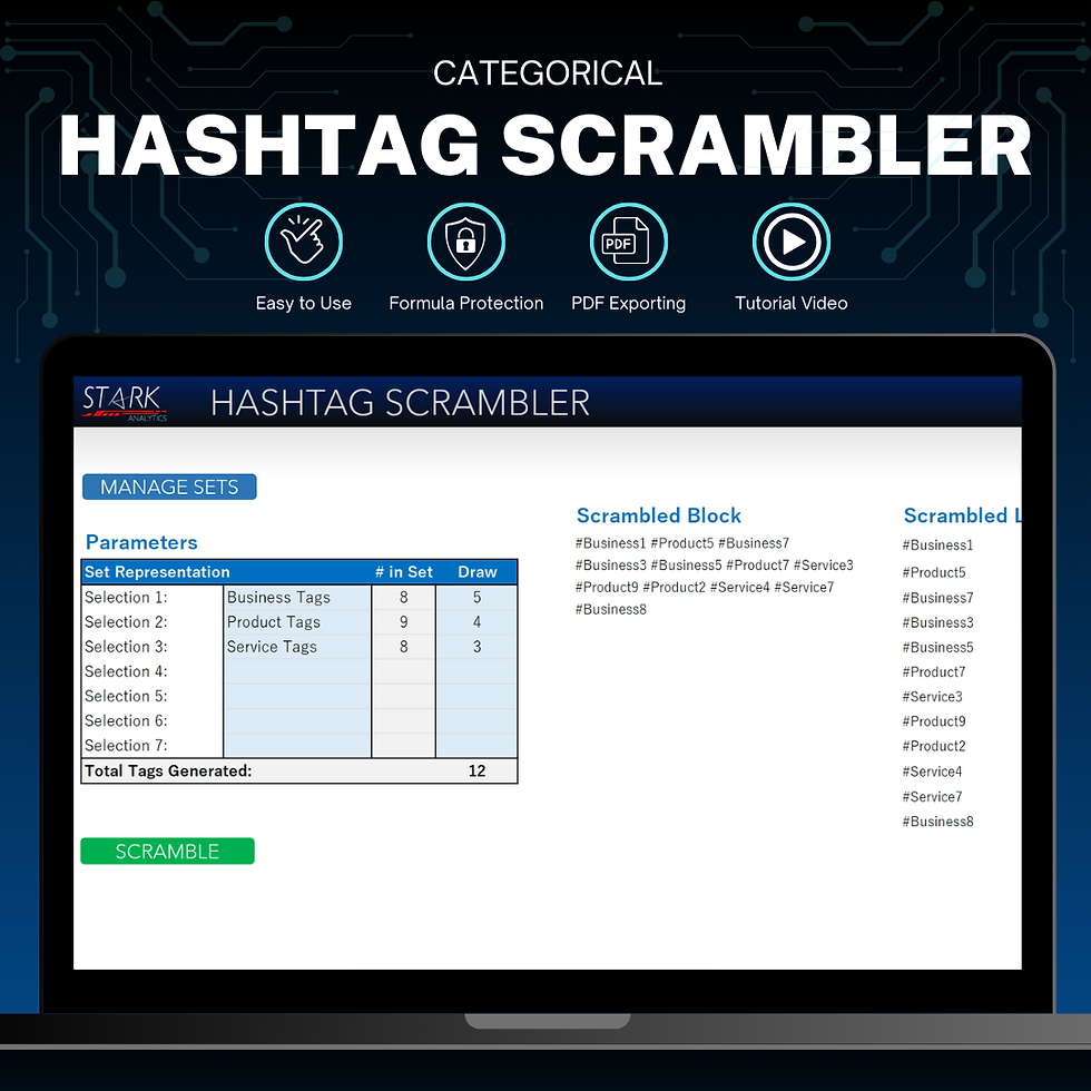 Excel Hashtag Manager Template on Laptop