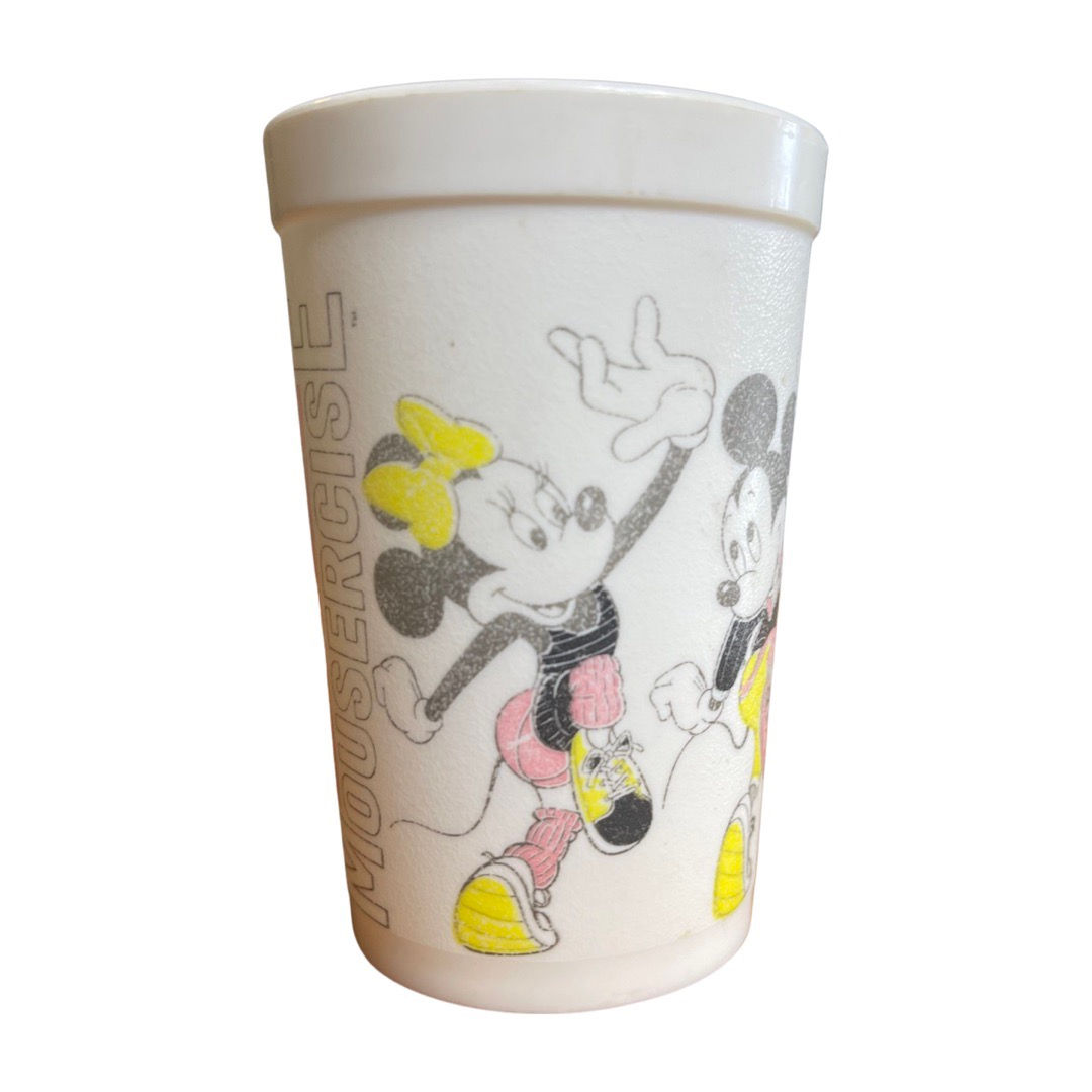 1980s Mousercise Cup feat Mickey, Minnie, Pluto & Goofy
