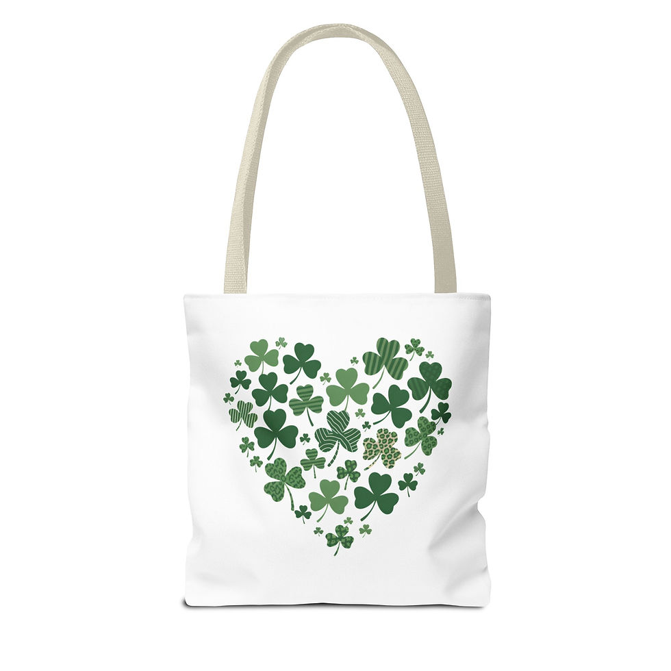 Thumbnail: St. Patrick's Day Heart Shaped Shamrock Tote Bag