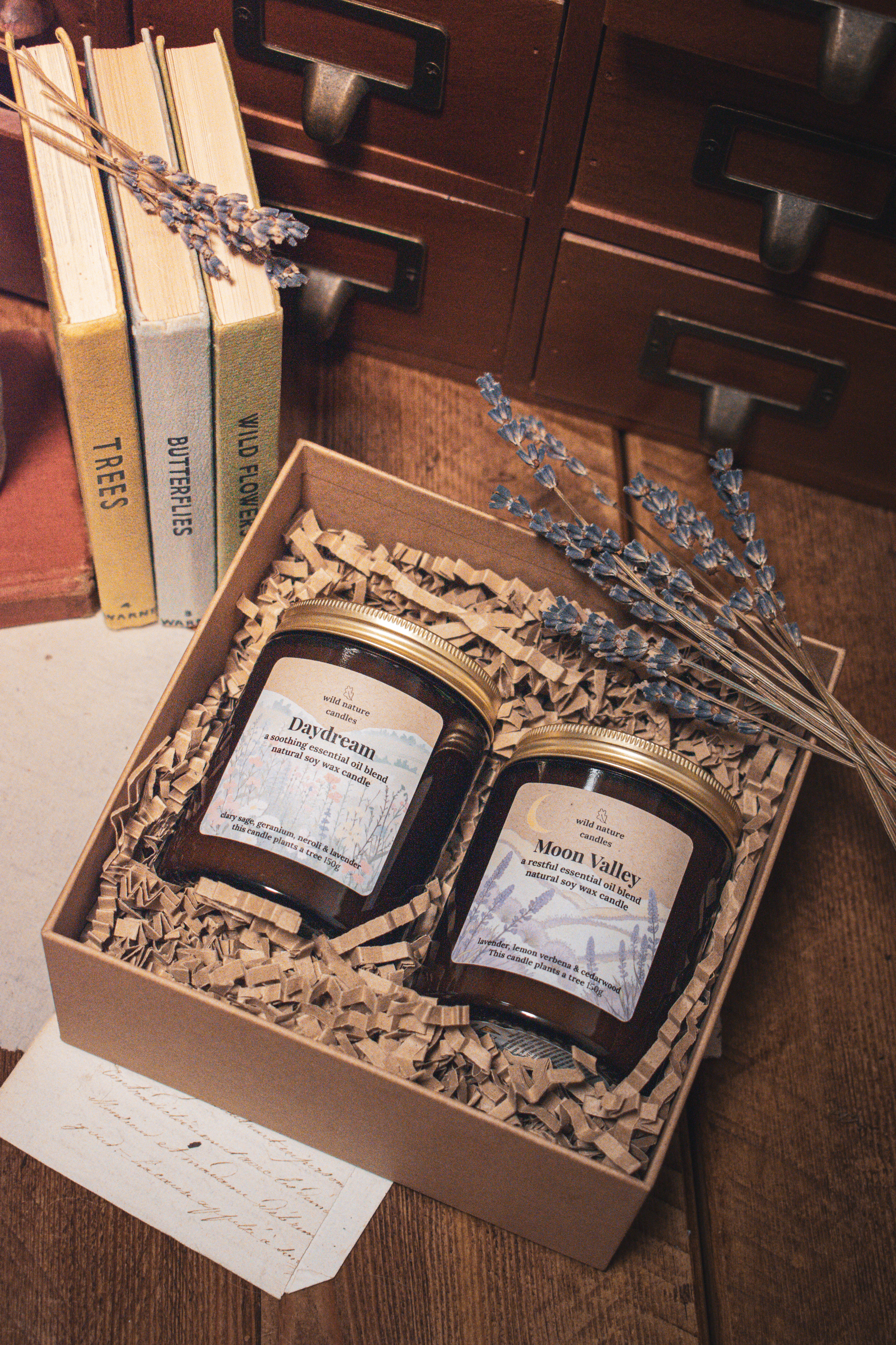Golden Hours relaxing essential oil candle gift set for rest and sleep - Wild Nature Candles