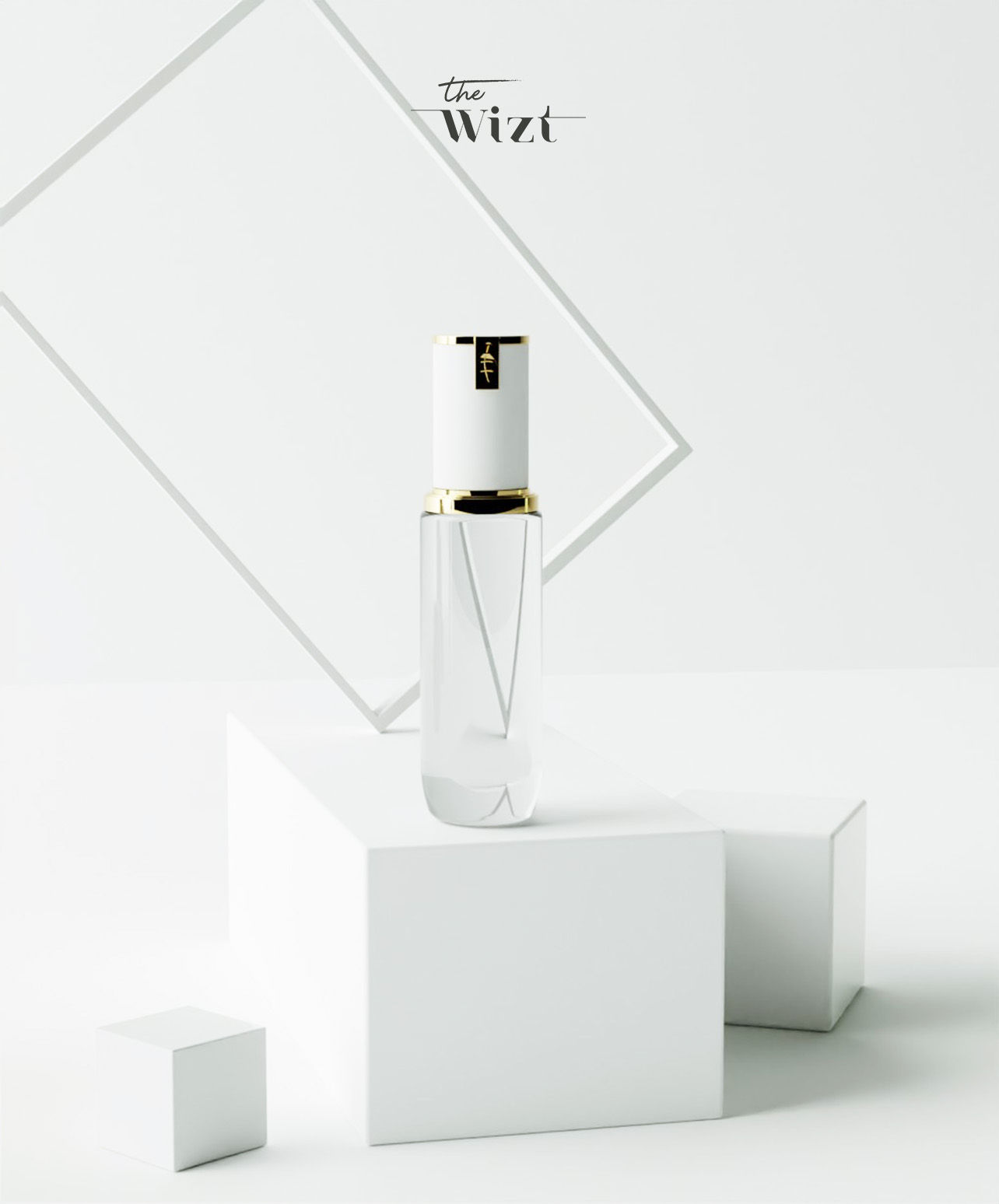 W23 ขวดหัวปั้มสีทอง ขวดใส ฝาขาว