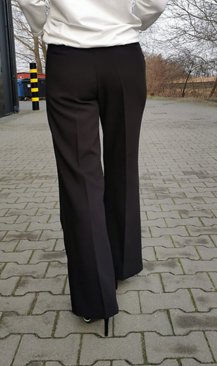 Miniatura: Spodnie Damskie Eleganckie z Szeroką Nogawką Czarne