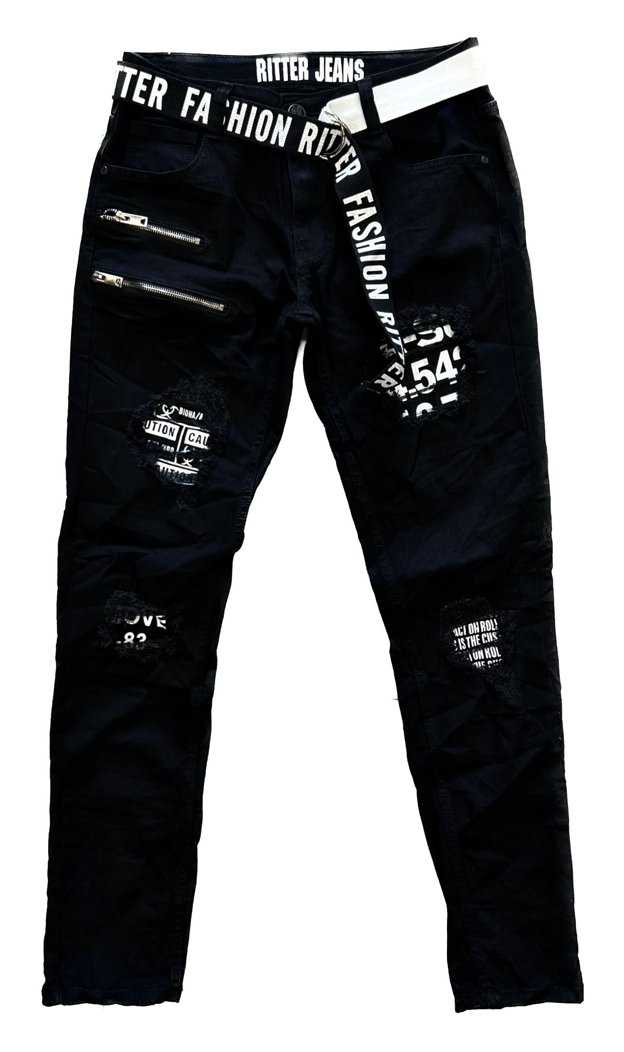 Spodnie męskie młodzieżowe z naszywkami RITT