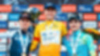 Arctic Race of Norwa - winner yNew Zealand's Corban Strong (centre), Britain's Tom Pidock (left) and third, Italian Cristian Scaroni (right) PHOTO: ARCTIC RACE OF NORWAY