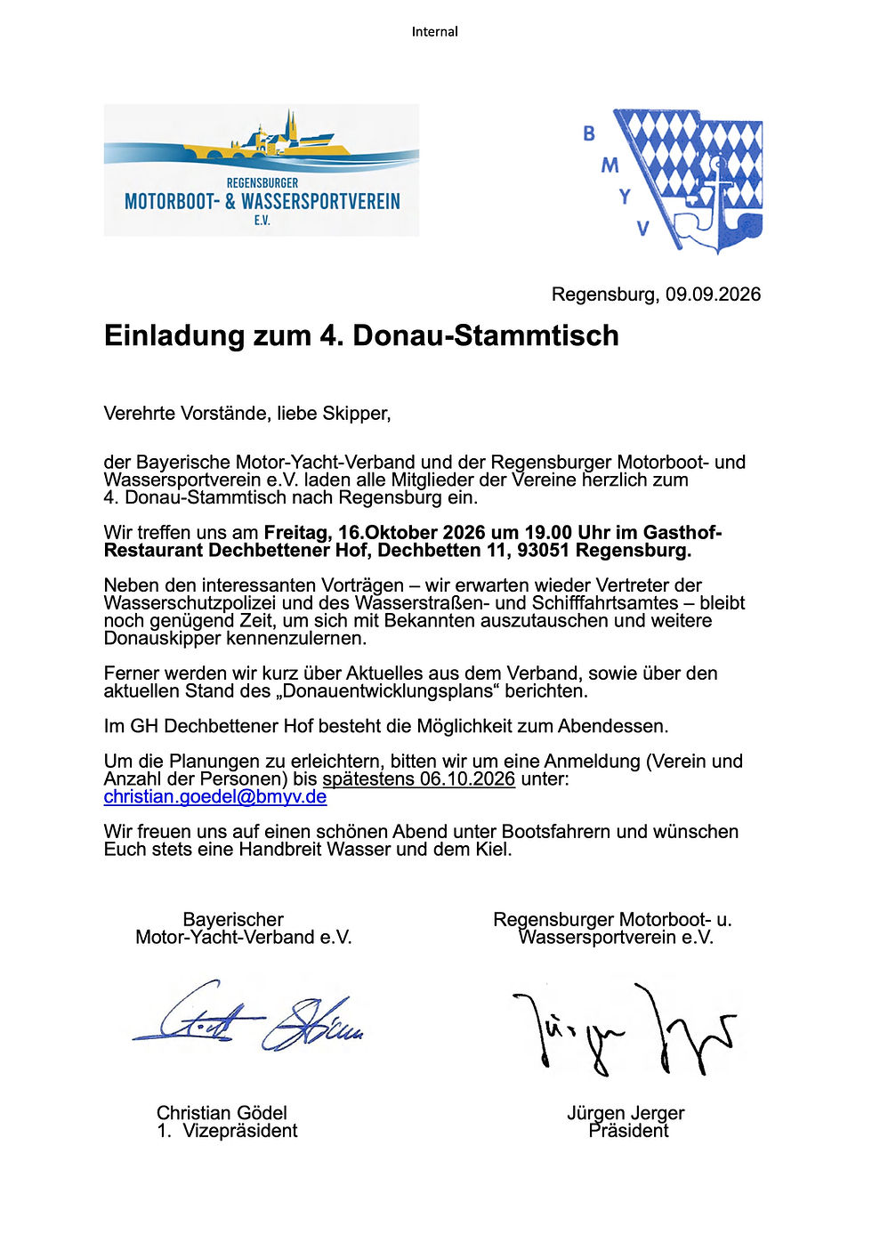 Einladung zum 4. Donau-Stammtisch