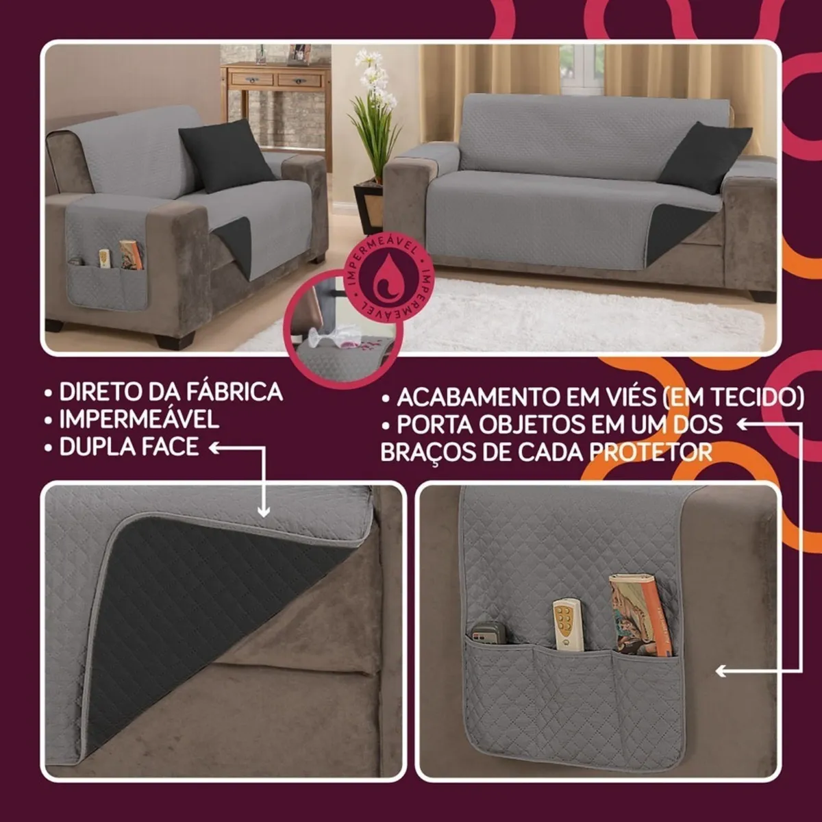 Capa Para Sofá Impermeável 3 Lugares King 1,80 Protetor Pet