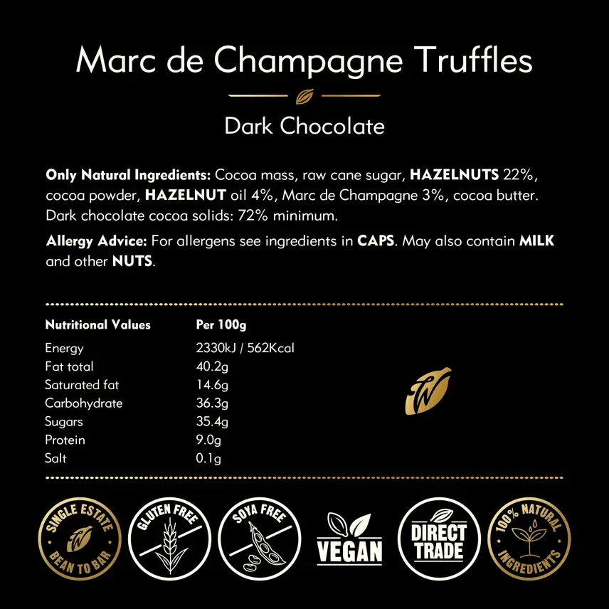 Thumbnail: Champagne Truffles. Dark Chocolate. Vegan. 5 Truffles. 35g