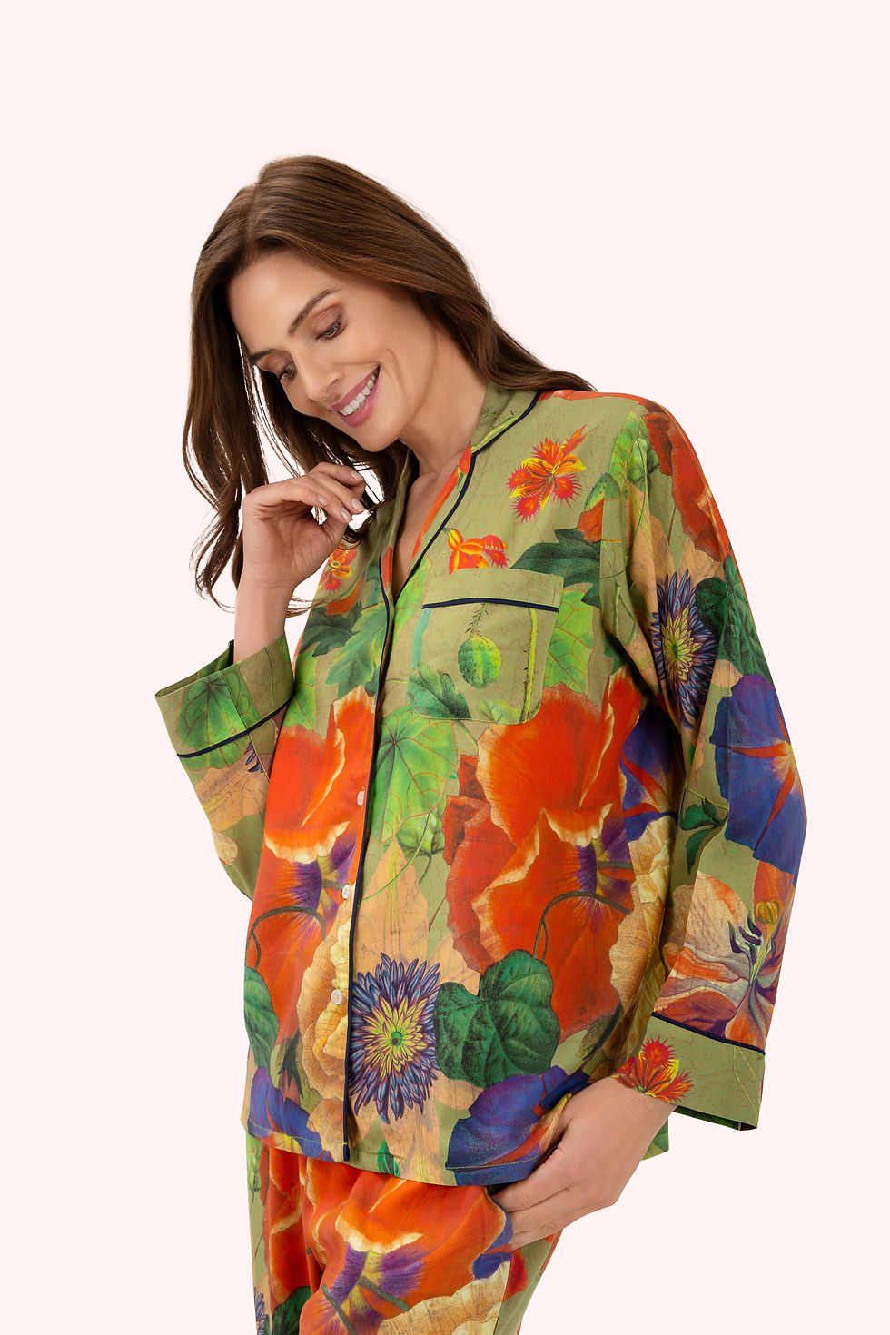 Thumbnail: Supersoft Botanical Bouquet Sage Pyjamas - Medium