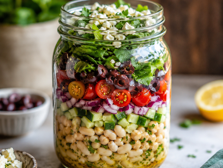 Mediterranean White Bean Mason Jar Salad