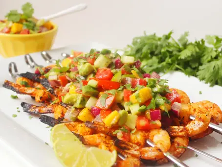 Grilled Shrimp Skewers w/Pineapple Salsa