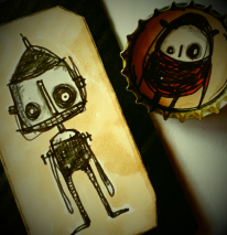 Odd Tin man and Bottle Top Badge