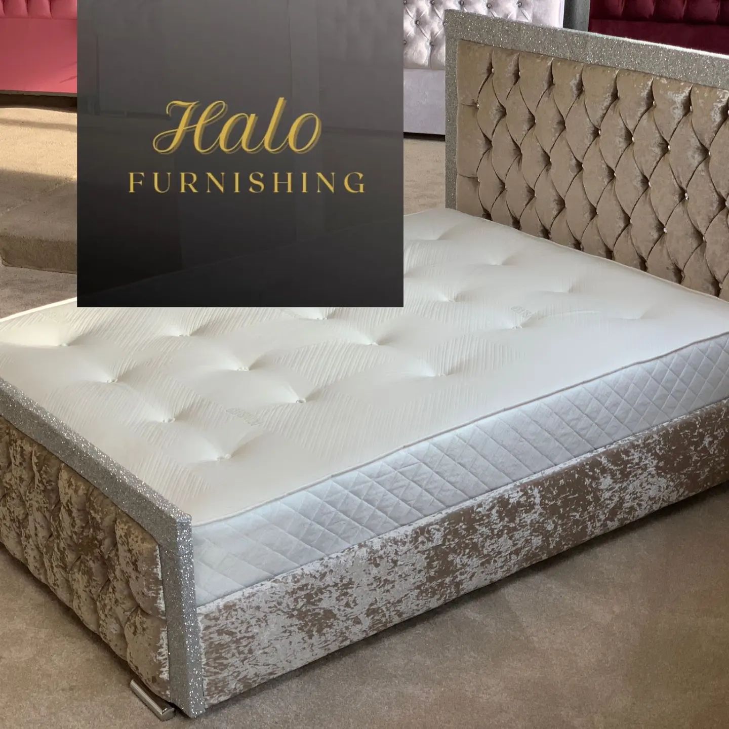 Crushed velvet glitter bed deals