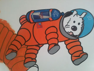 Tintin & Milou like BAUMGARTNER sponsorised RED BULL STRATOS