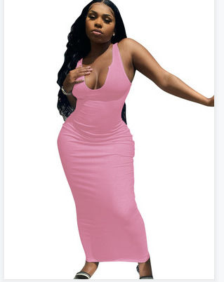 Thumbnail: Round Neck Sleeveless Bodycon Maxi Elegant Women Summer