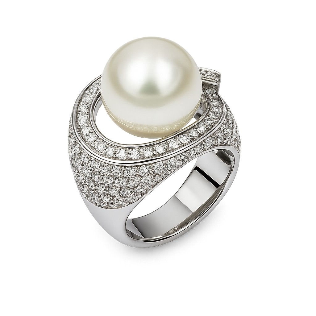 Bague en argent sterling 925 avec perle et zircon, plaquée or blanc 18 carats et rhodium