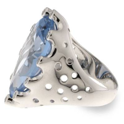 الصورة المصغرة: خاتم من الفضة الإسترليني عيار 925 مرصع بالتوباز والزركون، مطلي بالروديوم في ذهب أبيض عيار 18 قيراطًا