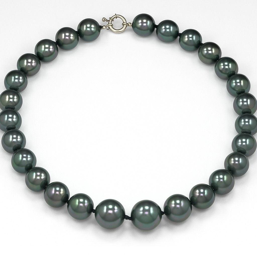 عقد من اللؤلؤ التاهيتي المُعاد تشكيله، قطره 18 مم، طوله 45 سم، مزود بمشبك على شكل حرف G