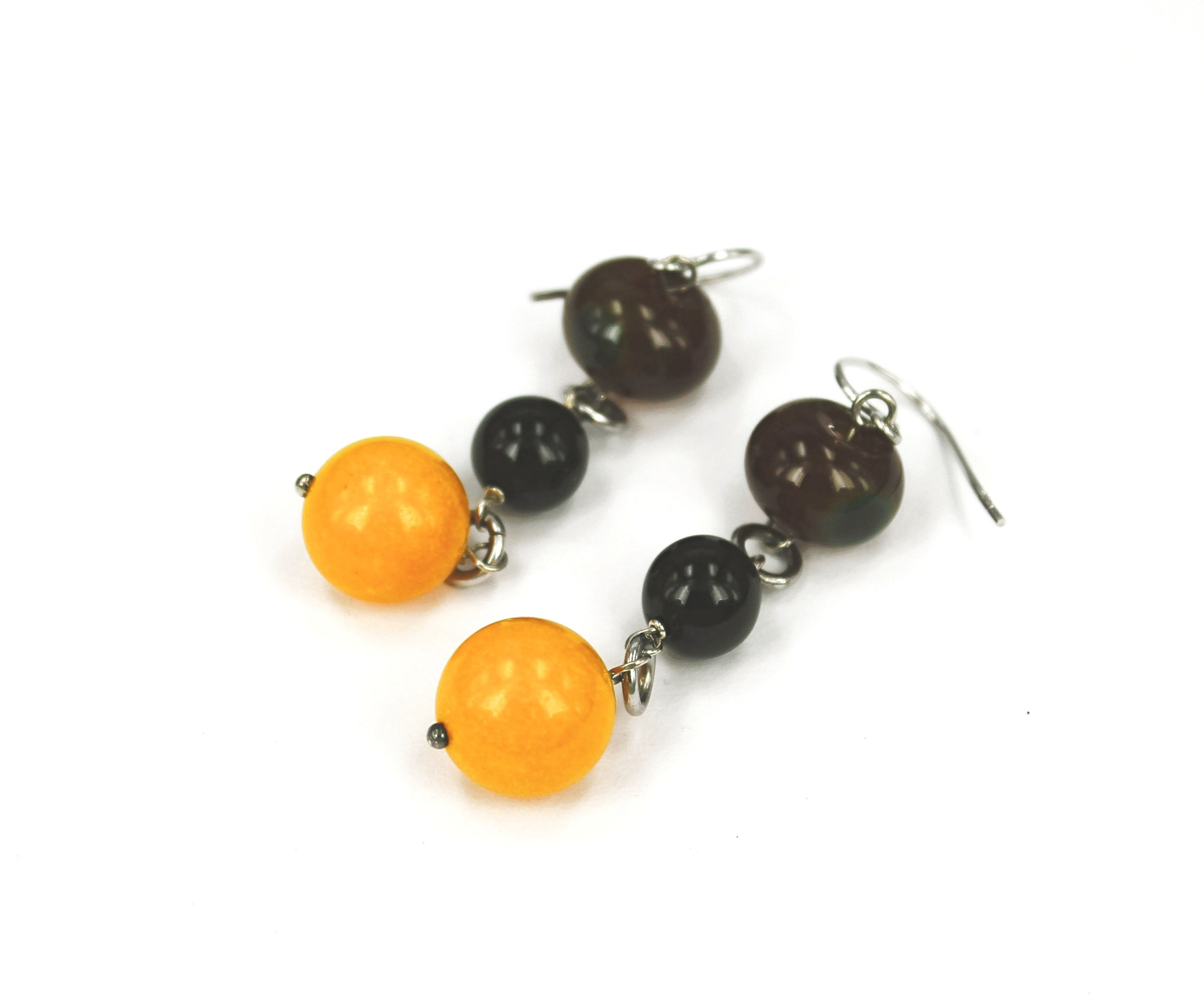 Pendientes de plata 925 con ágatas y ónice