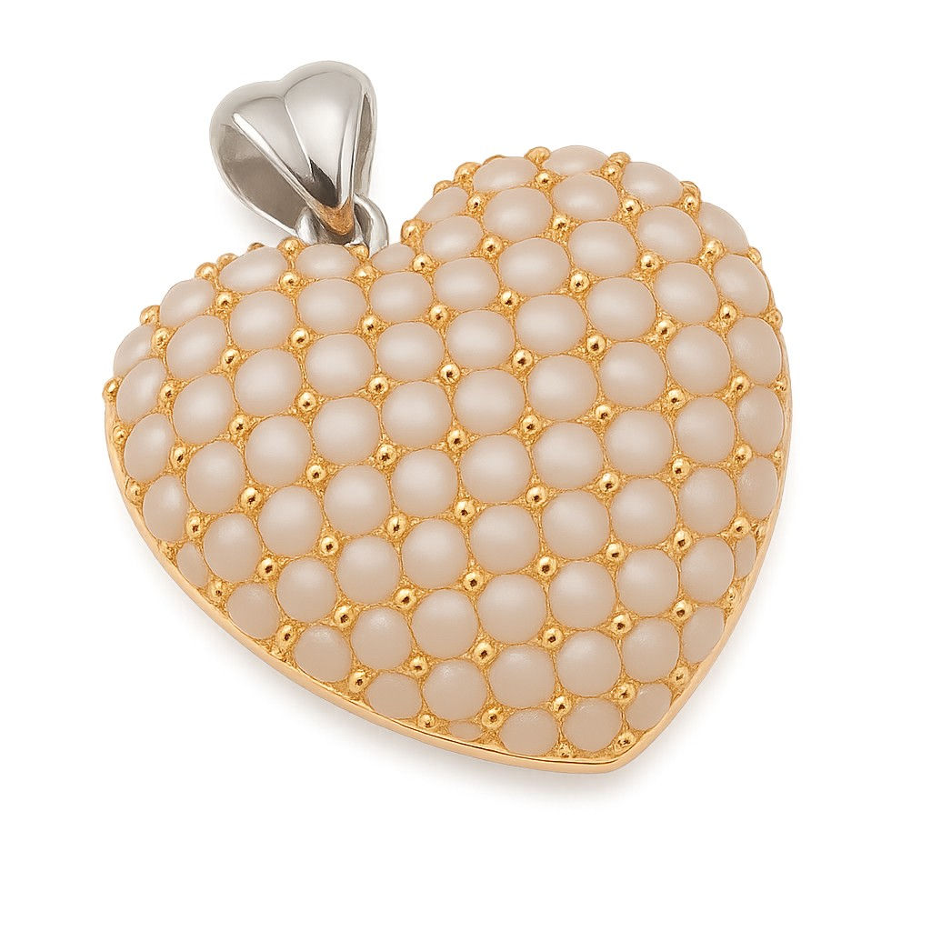 Pendentif en perle plaqué or rose et rhodium sur or blanc 18 carats