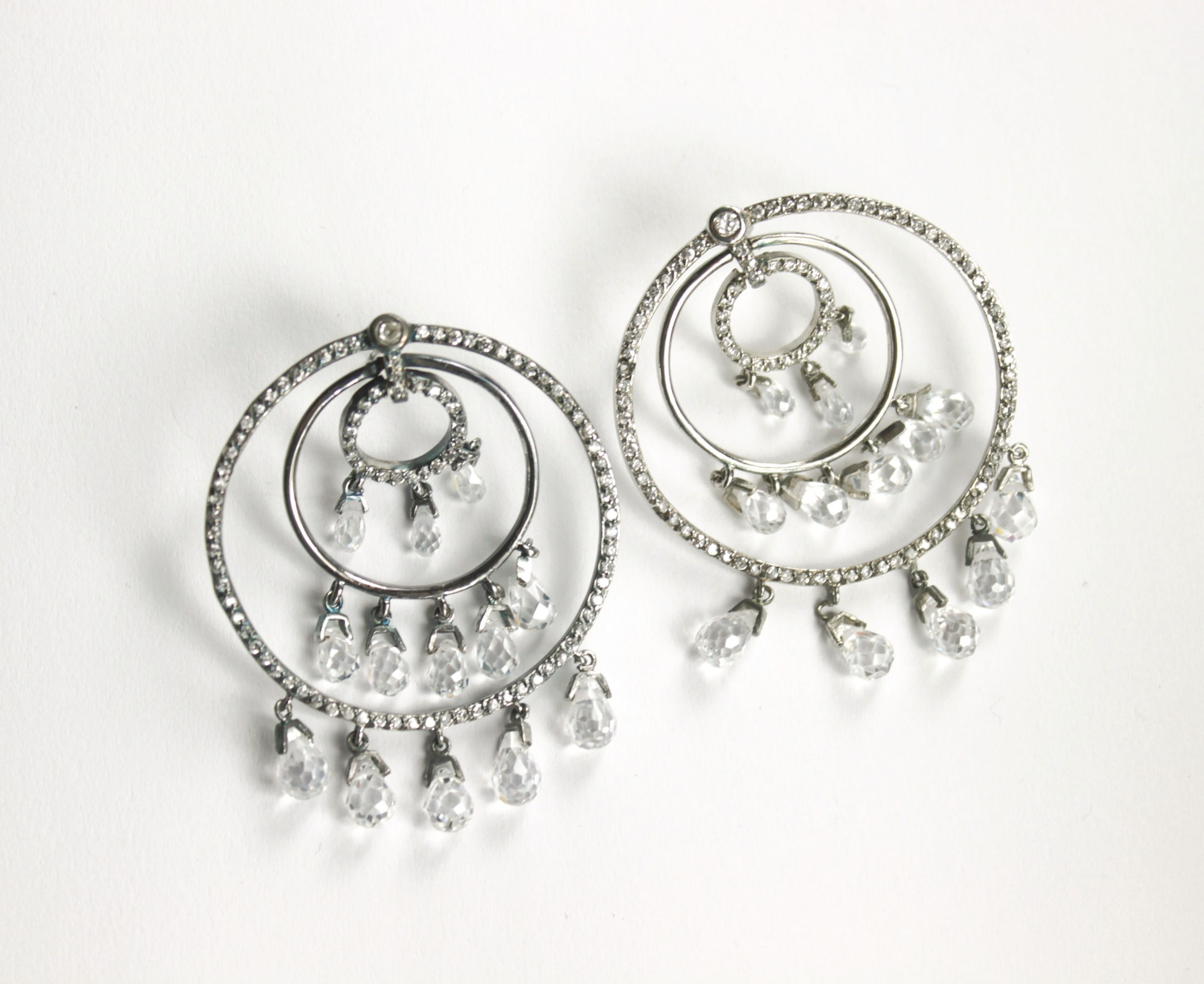 Pendientes de plata 925 con zircon con baño de rodio envejecido en oro blanco 18