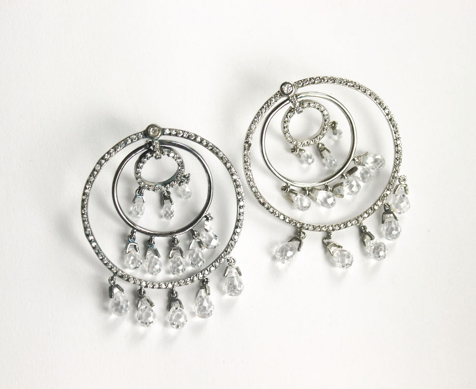 Pendientes de plata 925 con zircon con baño de rodio envejecido en oro blanco 18