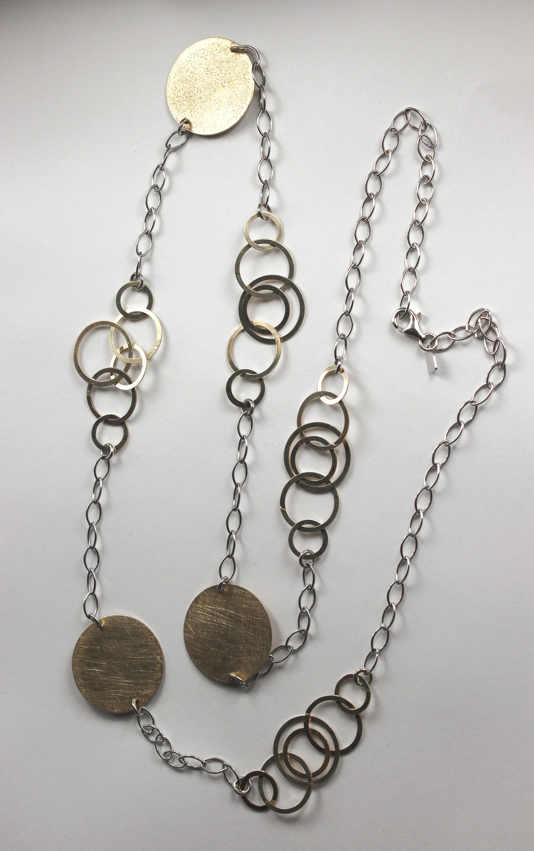 Collier ras-de-cou bicolore en argent sterling 925 plaqué rhodium et or jaune 18 carats