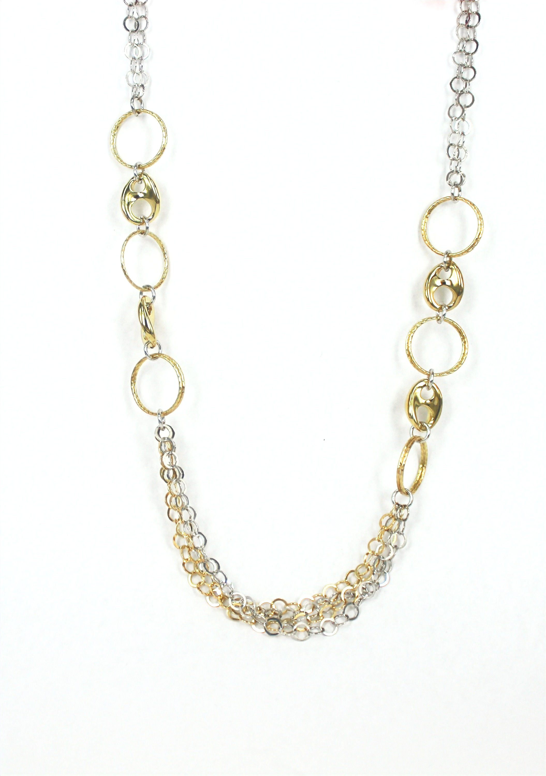 Gargantilla de plata de ley 925 bicolor con baño de rodio en oro blanco 18 ktes