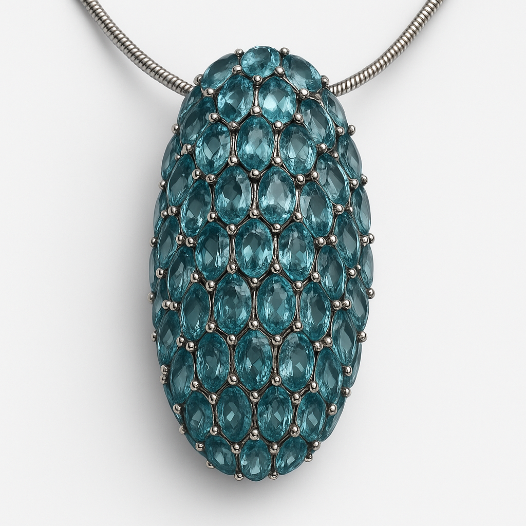 Pendentif en argent sterling 925 avec topaze bleue et plaquage rhodium