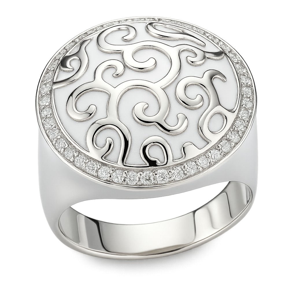 Bague en argent 925 avec agata et zircon avec plaquage rhodium en or blanc 18ktes