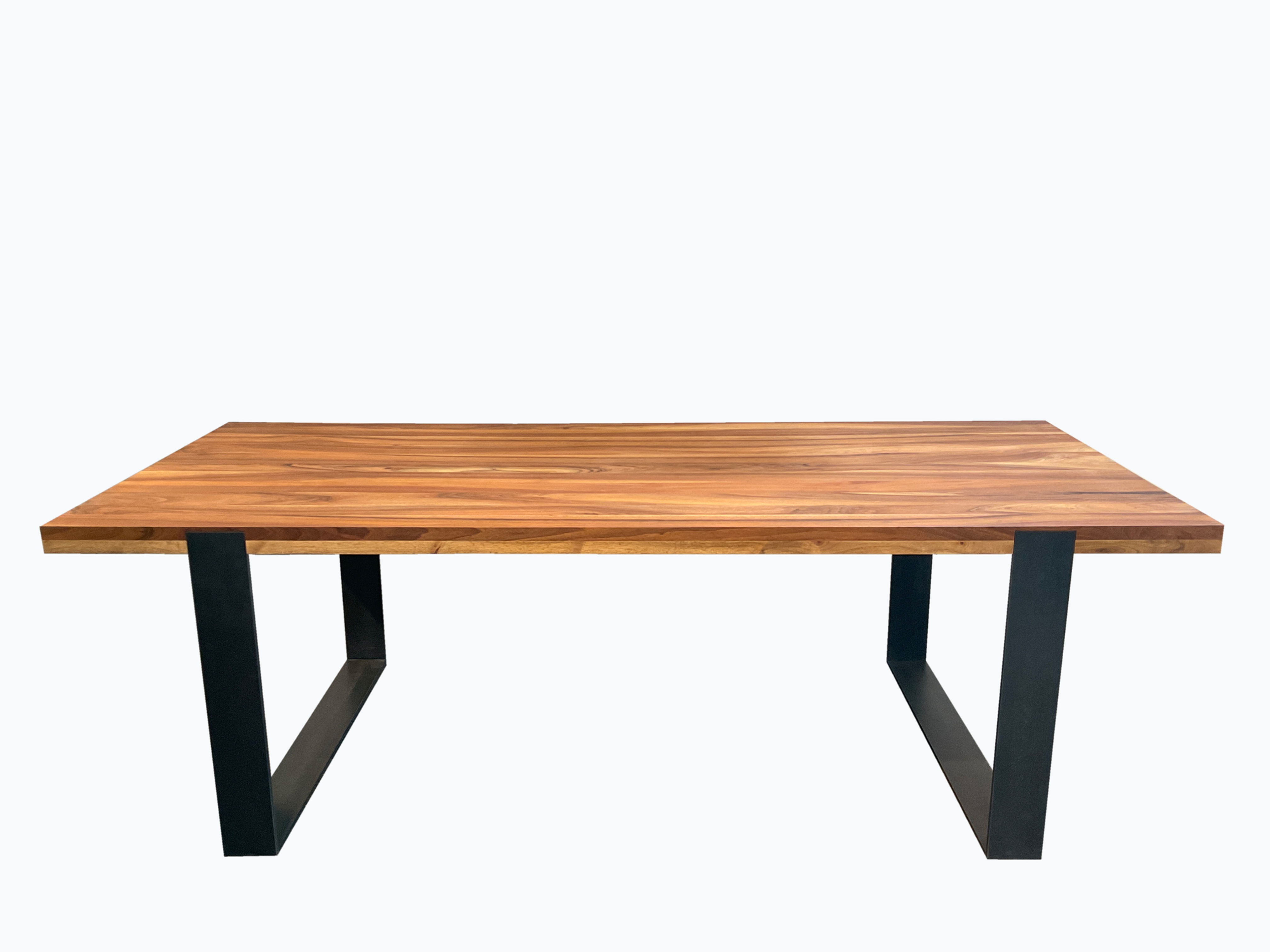 Massivholztisch Nussbaum mit Kufengestell Rohstahl