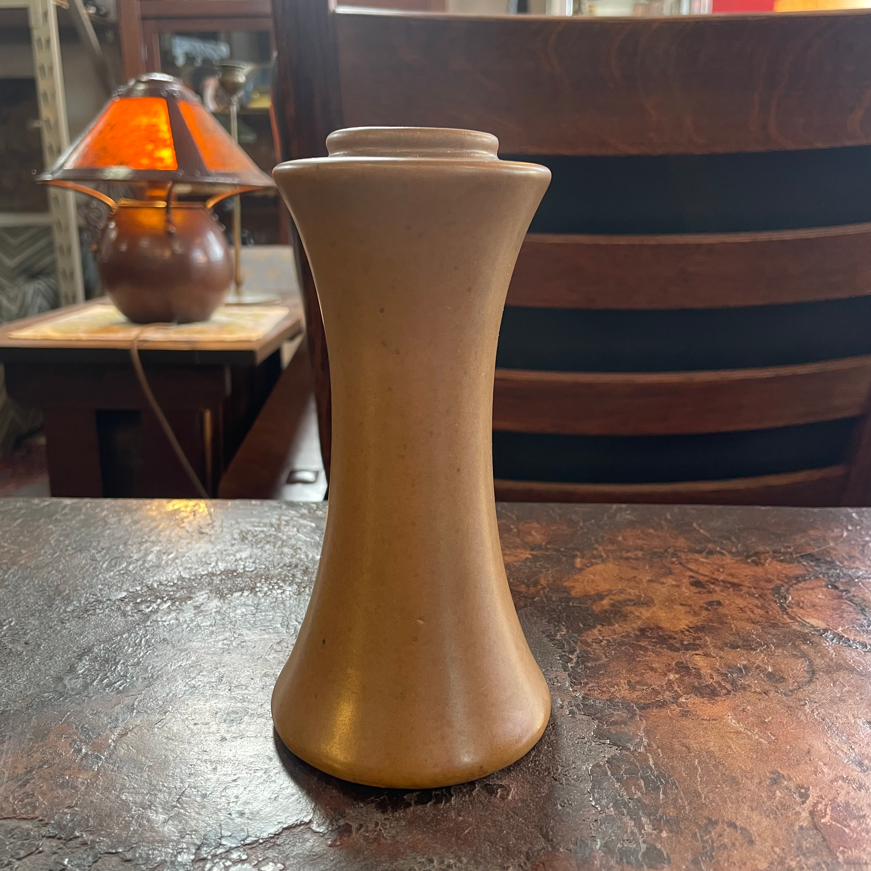 Teco Brown Fluted Vase