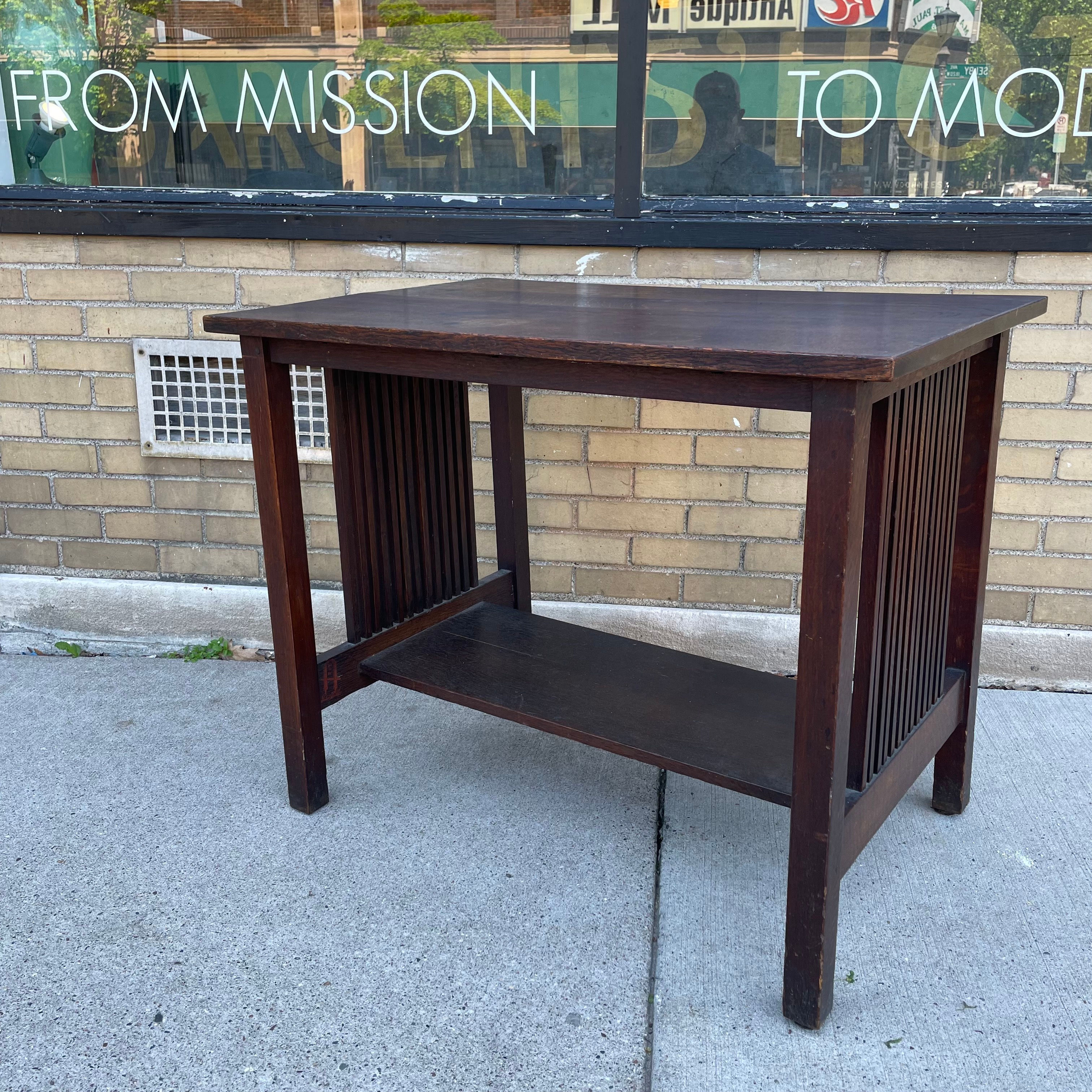 Gustav Stickley Spindle Library Table