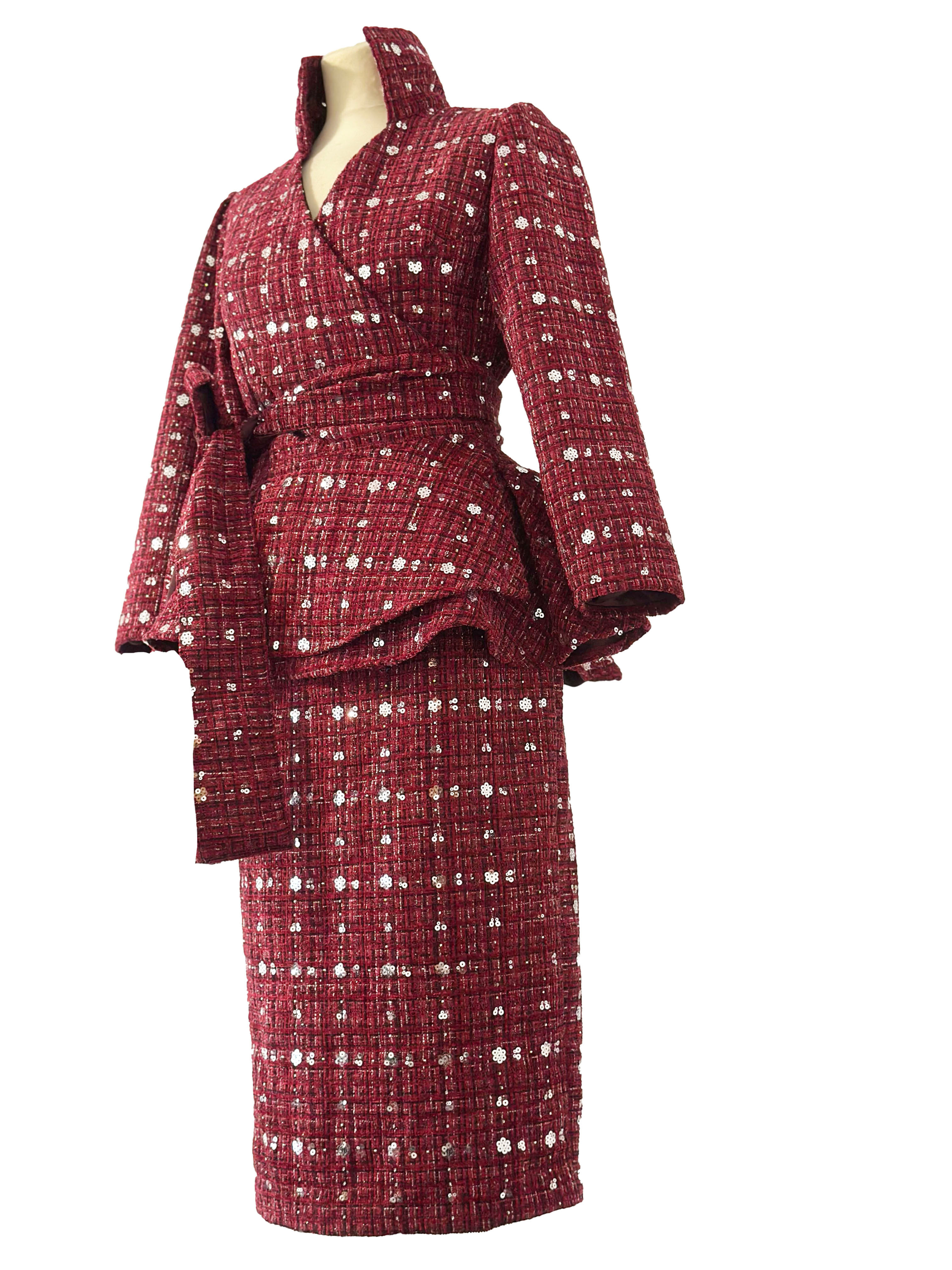 Tailleur in tweed Bordeaux