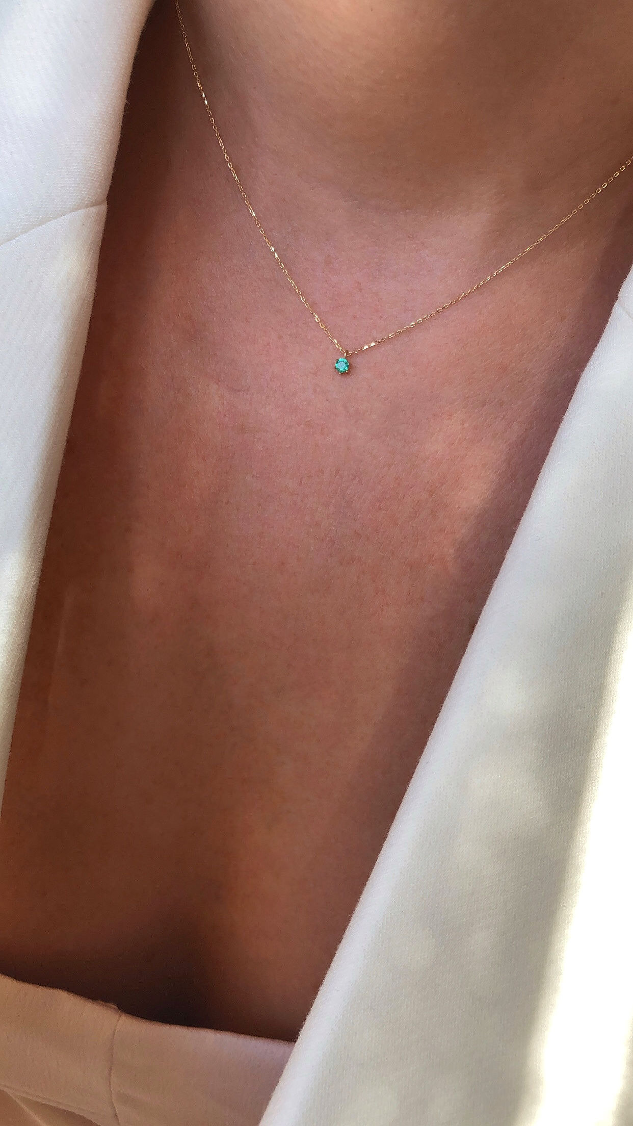 Birthstone emerald necklace